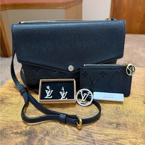 EUC Black Louis Vuitton Women's Bag & Card Holder - FIRM PRICE